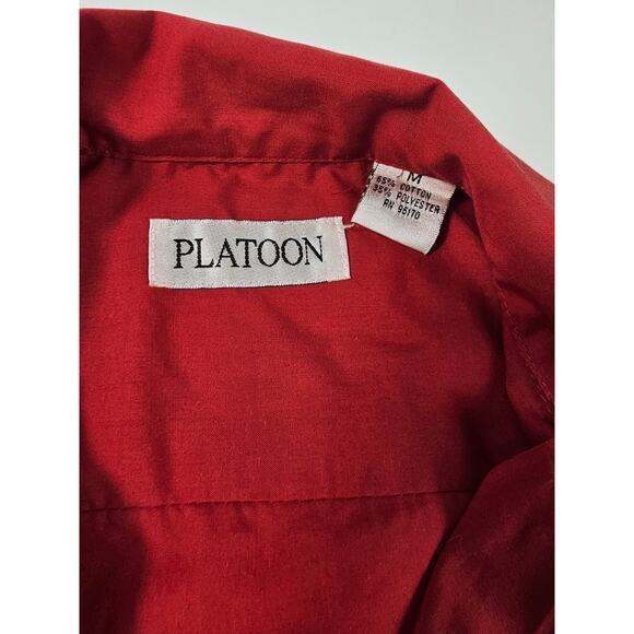 Platoon size medium cigar 4 pocket embroidered wedding beach button up red mens^ - Picture 4 of 6